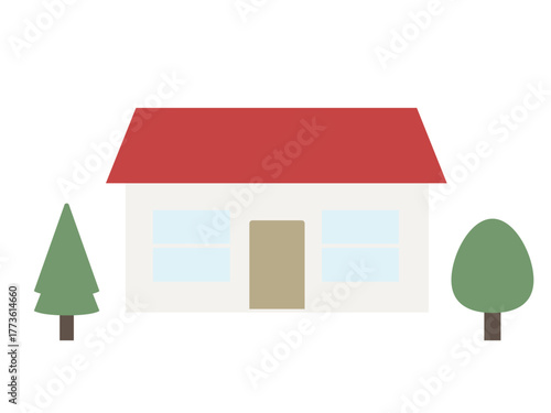 赤い屋根の家のイラスト