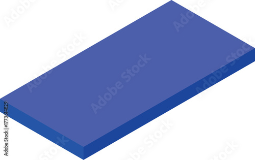 Simple blue rectangular prism floating in white space, representing concepts of geometry, minimalism, and digital design