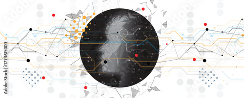 Abstract wireframe network and artificial intelligence background