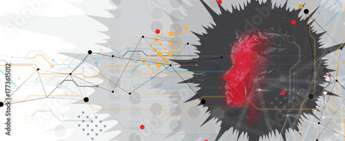 Abstract wireframe network and artificial intelligence background