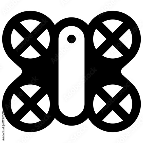 Drone. Outlined stroke vector icon with black-filled details.