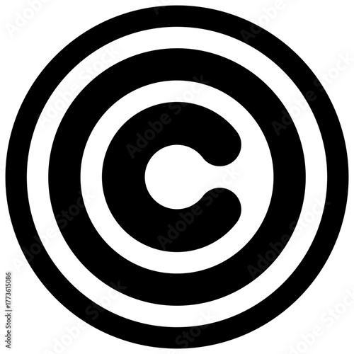 Copyright. Outlined stroke vector icon with black-filled details.