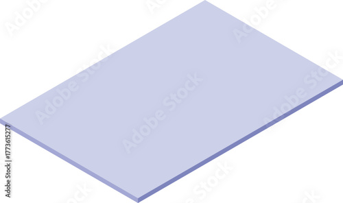 Isometric view of a light purple rectangle floating in a white void, suggesting minimalism and simplicity