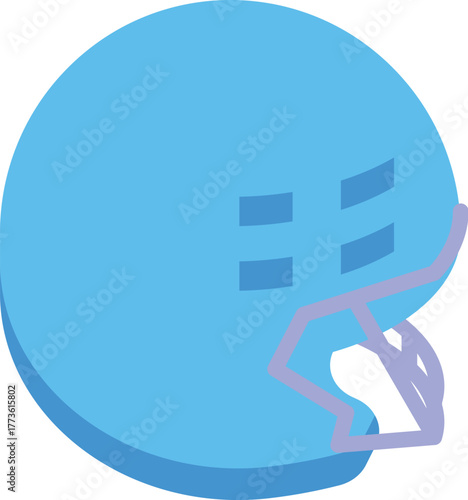 Light blue american football helmet preventing head injuries during competitions, side view