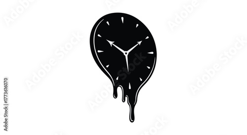 Melting clock symbolizing the passage and distortion of time, a surreal concept.