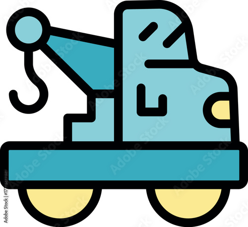 Tow truck ready for action, offering roadside assistance with its hook and sturdy build