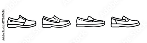 Collection of four distinct boat shoe designs displayed side by side in a row