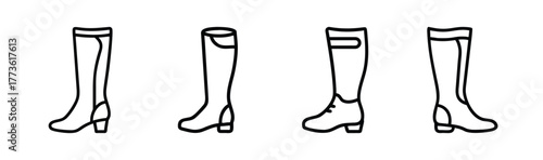 Collection of four classic knee-high boots for fashion and equestrian styles