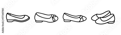 Simple sketch ballet flats fashion footwear collection for women casual shoes