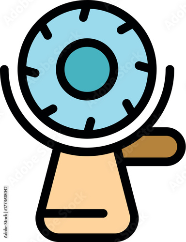 Robotic arm is holding bionic eye implant, futuristic medical technology concept