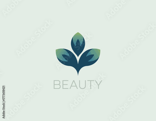 This image features a green beauty logo encapsulating leaf elements, perfect for cosmetics, skincare brands, or eco-friendly products aiming for a natural appeal.