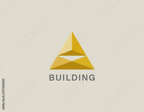 This image portrays a geometric golden pyramid structure, representing ambition, stability, and growth, captured with an elegant touch that radiates modern sophistication.