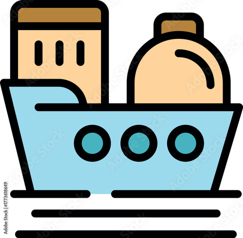 Cargo ship navigating the ocean, delivering essential supplies and goods across international waters, ensuring global trade and connectivity