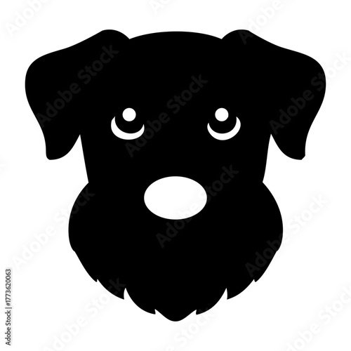 Logo pet friendly. Silueta de cabeza de perro de raza Schnauzer o Terrier