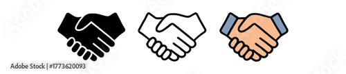 forgiveness handshake icon on white background Black silhouette flat icon outline icon and colored icon style. 1x3 grid. three minimal vector icon style. centered composition clear white