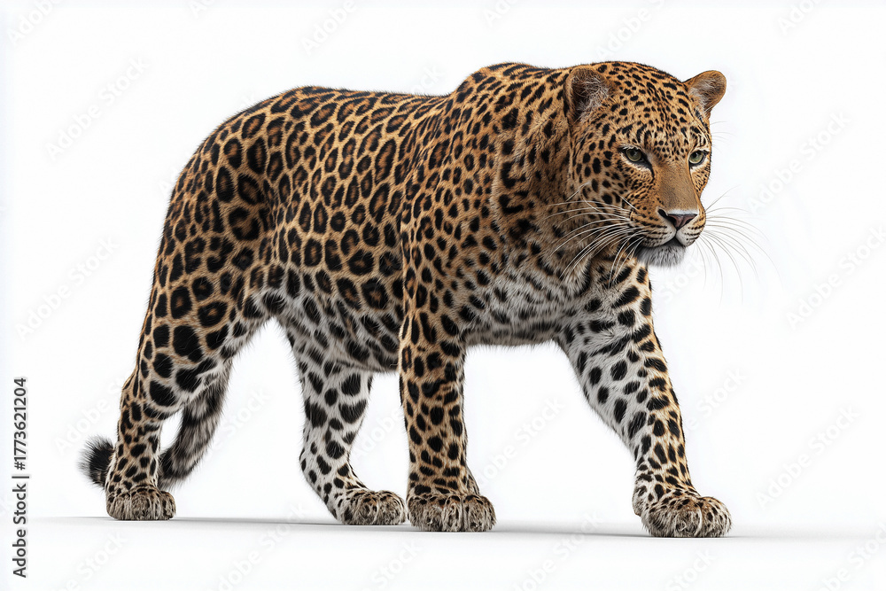 Obraz premium Leopard auf weißem Hintergrund