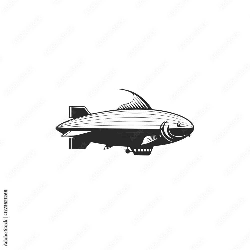 Obraz premium Steampunk Fish Blimp Hybrid Vehicle Design.