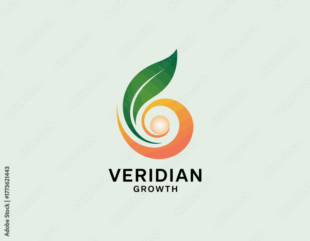Obraz premium This logo represents growth and vitality, featuring swirling shapes and green colors, symbolizing nature's connection and the journey towards a sustainable, vibrant future.