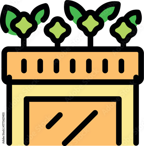 Rooftop garden providing fresh produce and enhancing building's aesthetics, contributing to sustainable urban living