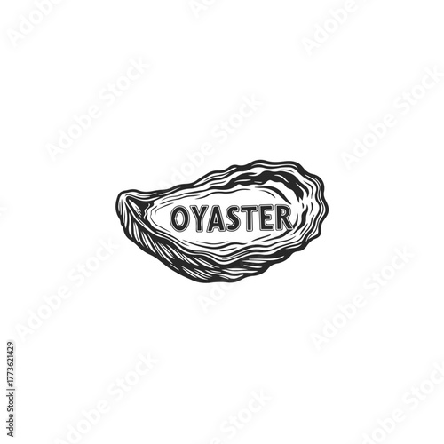 Vintage Oyster Shell Illustration with Text.