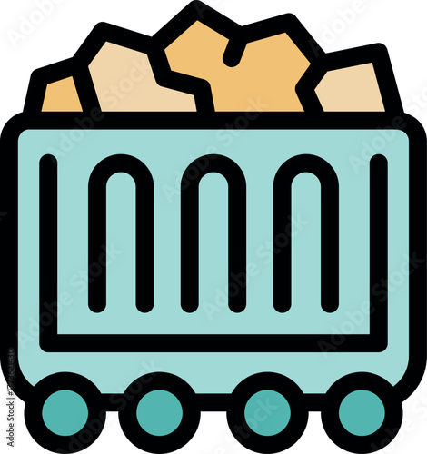 Mining cart transporting extracted minerals, representing the process of resource gathering in the mining industry