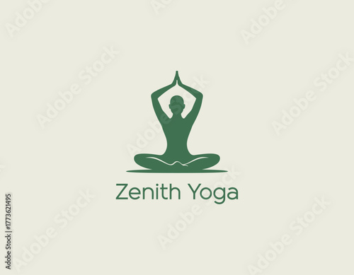 This logo design features the silhouette of a person in a yoga pose, symbolizing tranquility, balance, and mindfulness, ideal for wellness and yoga-related brands.