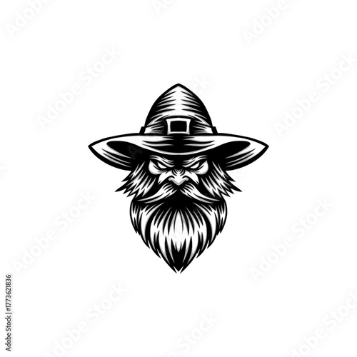 angry wizard head illustration mascot logo