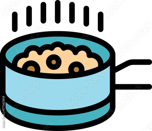 Hot and steaming oatmeal porridge cooking on the stovetop, perfect for a healthy breakfast