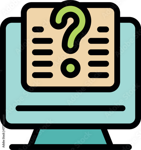 Online survey displaying question mark on computer screen, representing online questionnaire, feedback form, or customer satisfaction poll