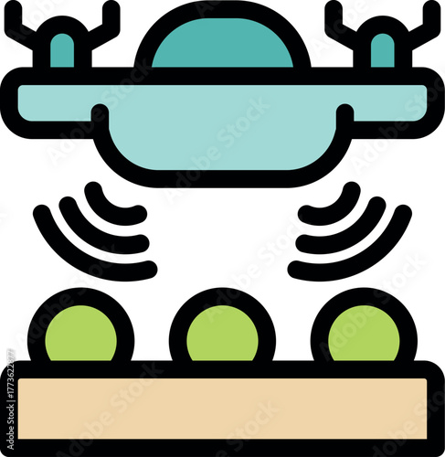 Agricultural innovation with drone analyzing crops, promoting efficiency and sustainability in farming