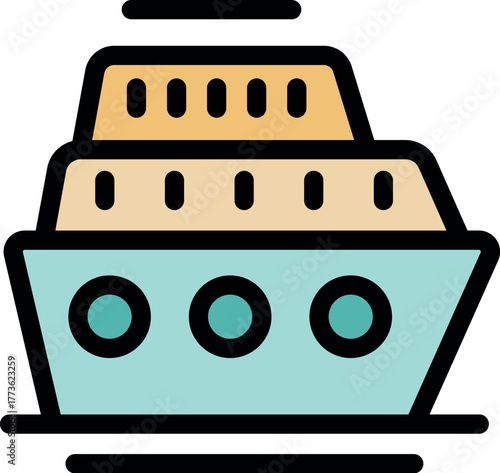 Passenger ship navigating calm waters, offering a luxurious travel experience