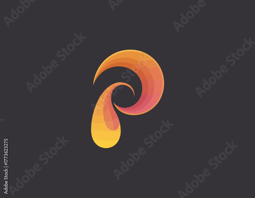 A vibrant and dynamic logo design featuring a flowing shape in warm gradients representing creativity, innovation, and modern branding ideals. Perfect for businesses.
