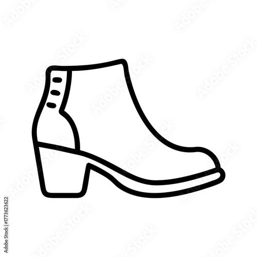Ankle boot icon outline vector illustration. modern women's fashion footwear symbol with block heel isolated on white background.