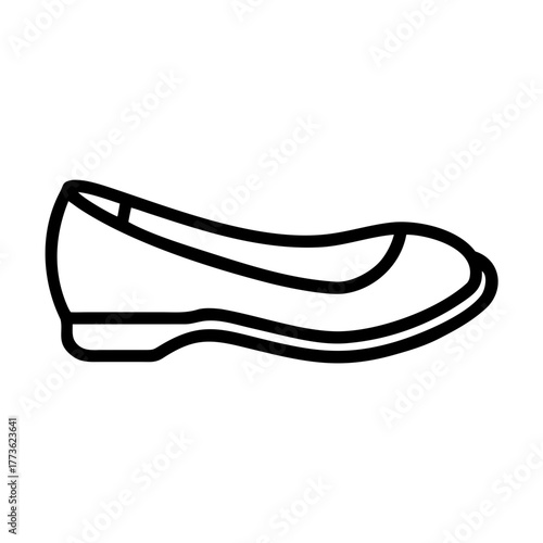 Ballerina flat shoe line icon vector illustration minimal outline drawing of women's comfortable slipper design