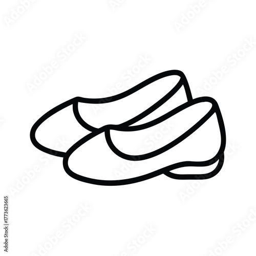 Women's ballet flats pair simple outline vector icon