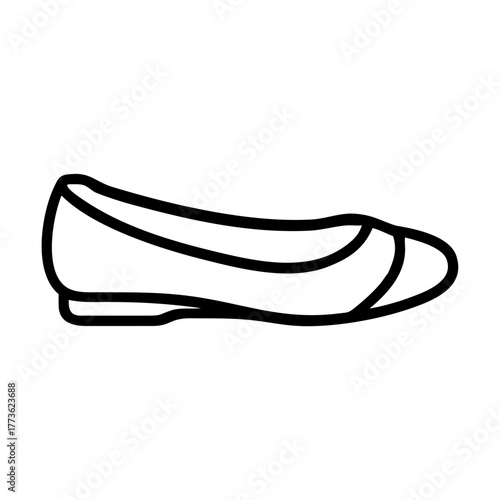 Woman's flat shoe icon simple black line drawing vector illustration isolated on white background for design