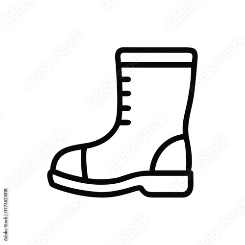 Safety boot outline icon, work footwear symbol vector