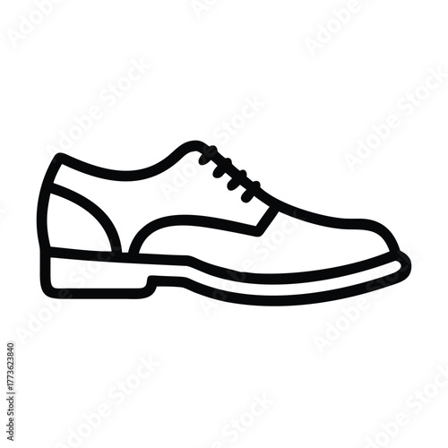 Classic men's formal footwear shoe line art vector icon.