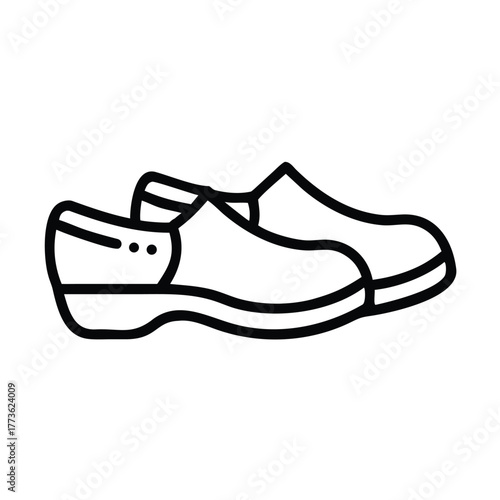 Clogs professional work shoes icon line art design
