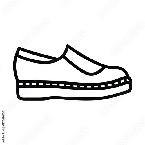 Casual slip-on shoe line art icon vector illustration