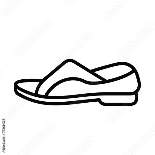 Outline icon of a casual slip-on shoe or slipper vector