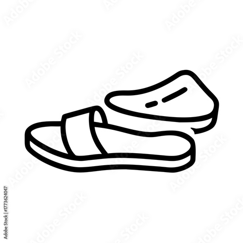 Outline icon representing casual slide footwear