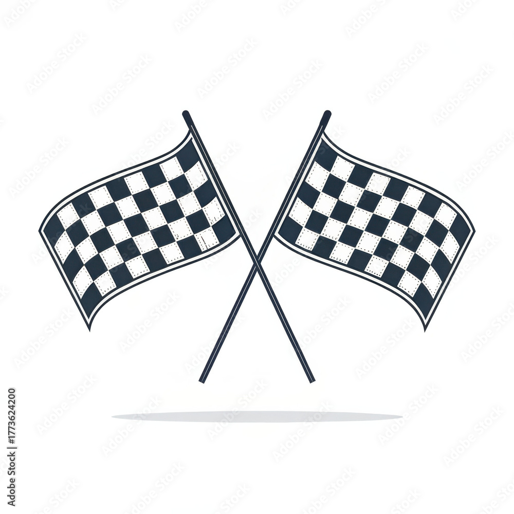 Fototapeta premium Checkered flags crossed in a dynamic display, symbolizing speed and competition in racing events or sports