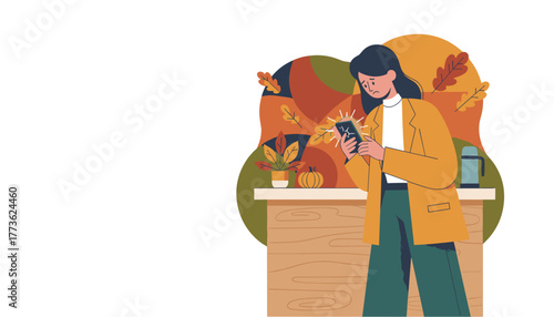 Woman distressed by broken phone screen Technology failure and repair concept