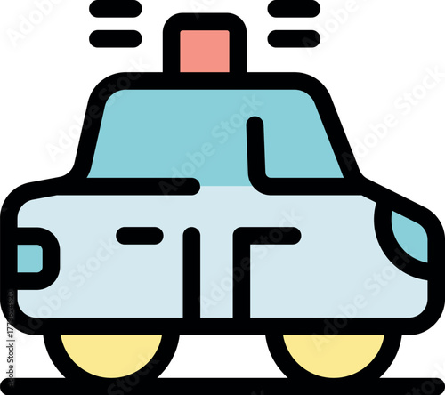 Police car speeding with flashing siren, responding to an emergency call