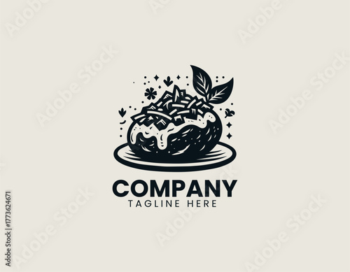 Hearty Loaded Baked Potato Dish Generously Topped with Melted Cheese and Savory Bacon Bits Vector Illustration