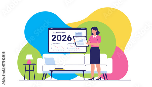 Sustainability report analysis Woman presents 2026 CO2 emissions and renewable energy goals