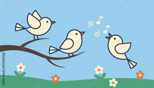 Skies are filled with the cheerful melodies of songbirds each note echoing through the air as they celebrate the arrival of spring.
