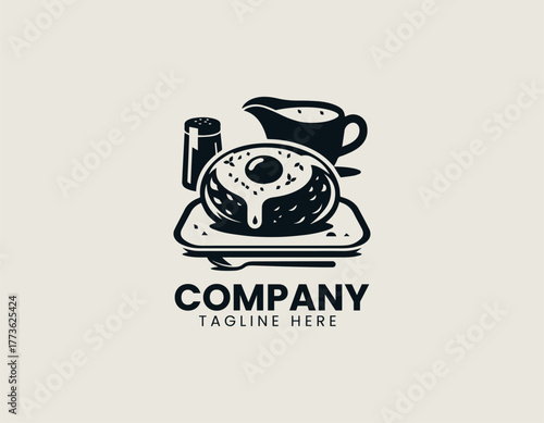 Traditional Twice Baked Potato Served with Savory Filling Gravy and Seasoning Vector Illustration