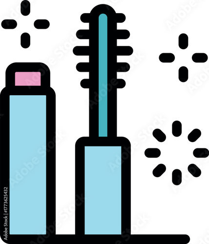 Mascara wand and tube sparkling clean, ready for makeup application